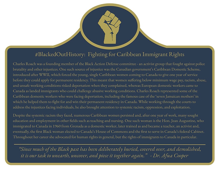 Unearth Uncover Plaque Caribbean Immigrant Rights