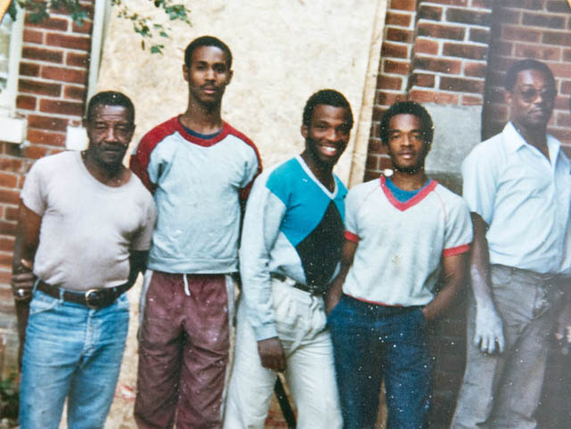 People standing in front of Church repairs