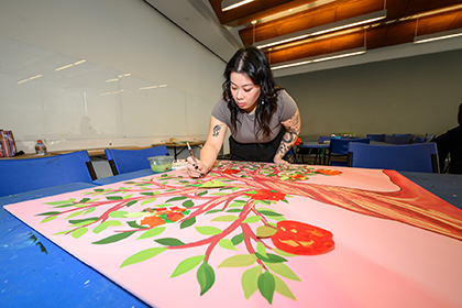 A woman painting