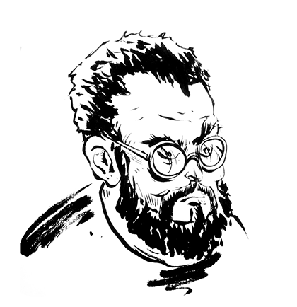 An illustration of a man with glasses