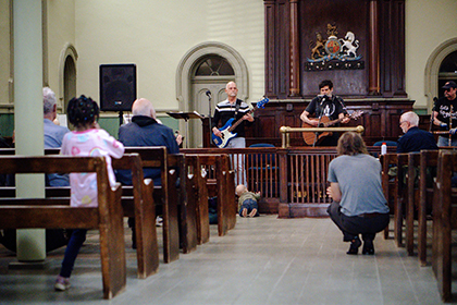 People sitting in a courthouse