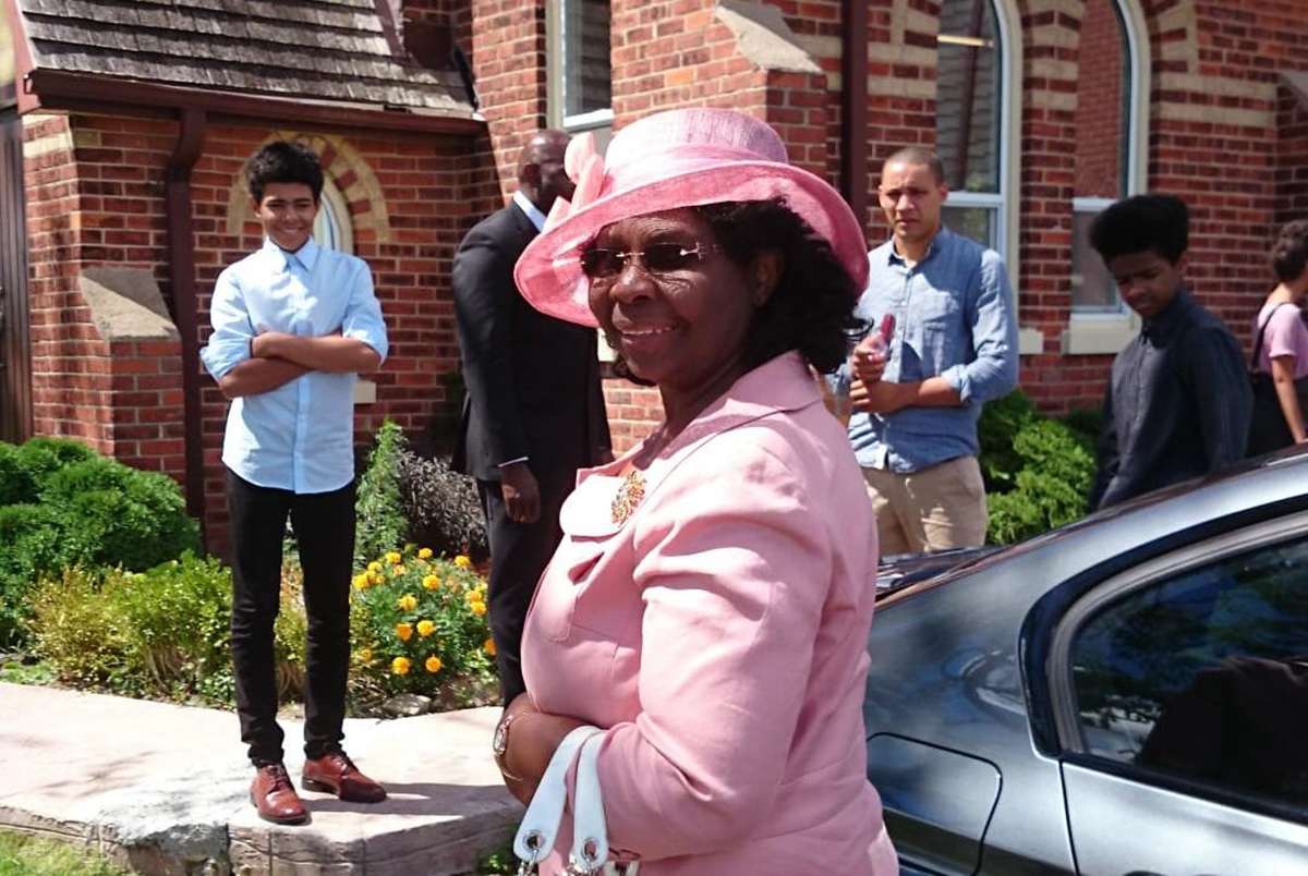 Cleta in church hat
