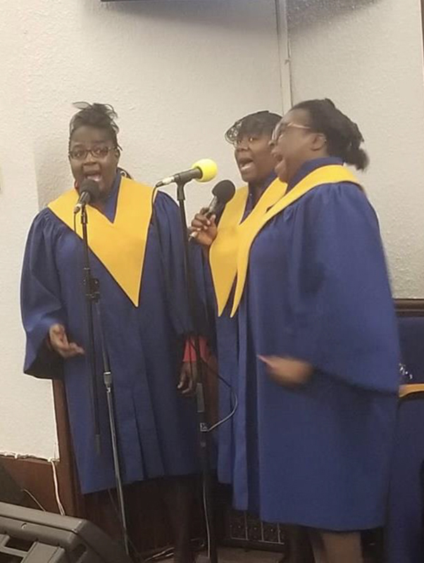 worshippers in their church gown