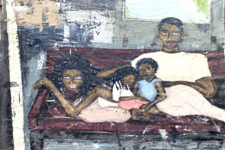 illustration of a family relaxing on a couch