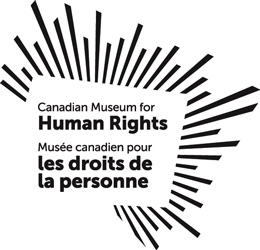 Canadian Museum Human Rights text in black with black lines surrounding text