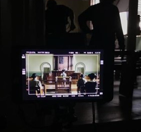 filming behind a camera