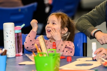 Young girl making crafts