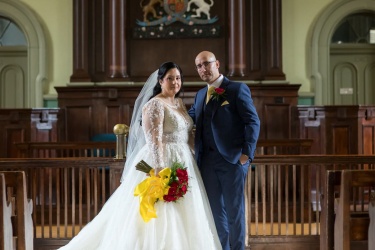 wedding couple in chapel